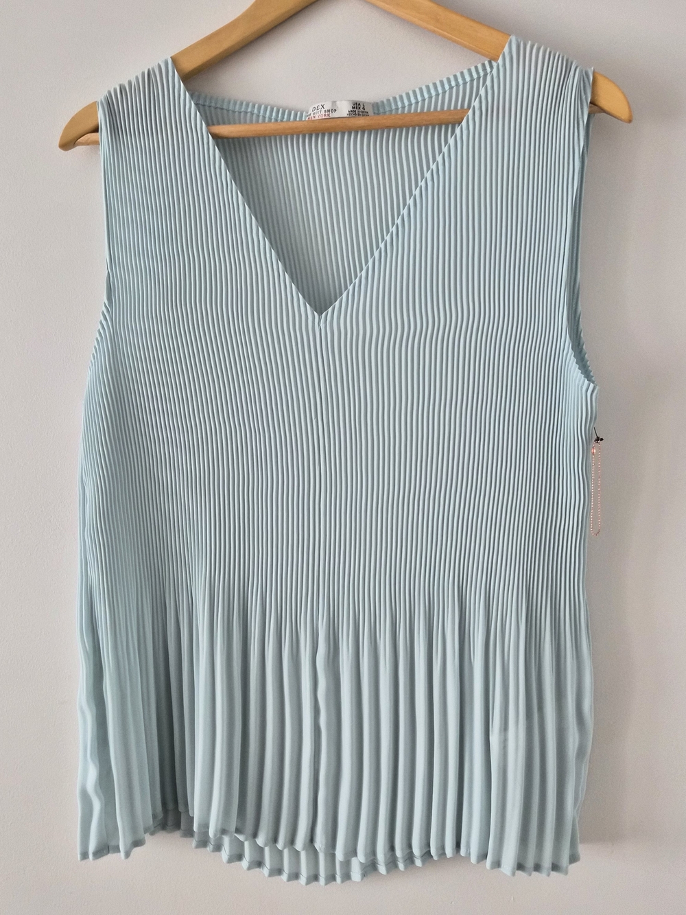 Dex Light Blue Pleated V-Neck Camisole